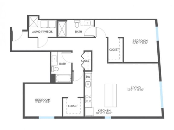ANGORA 2 Bedroom 2 Bath Floor Plan  at Stitchweld, Wisconsin