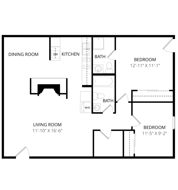 Floor Plan  Terrace on the Lake Apartments - Floorplan