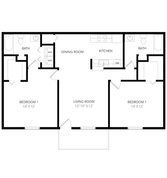 A black and white image of a floor plan for a house.