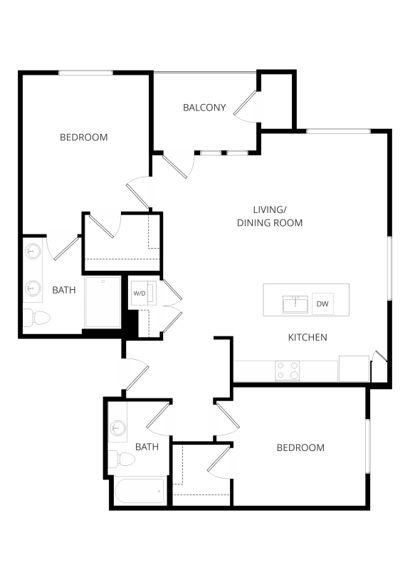 a floor plan of a house with an open floor plan with a bedroom and a