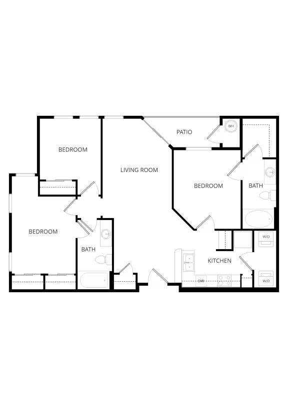 bedroom floor plan an in 2 bed 2 bath apartment