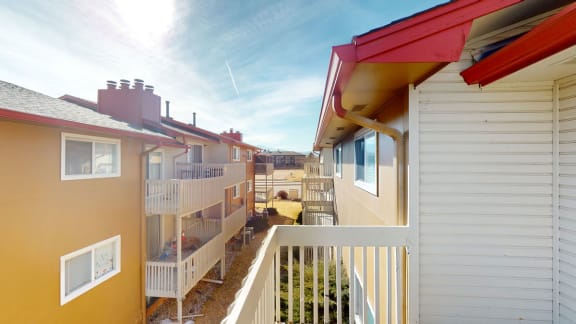 a view of the balconies of a building