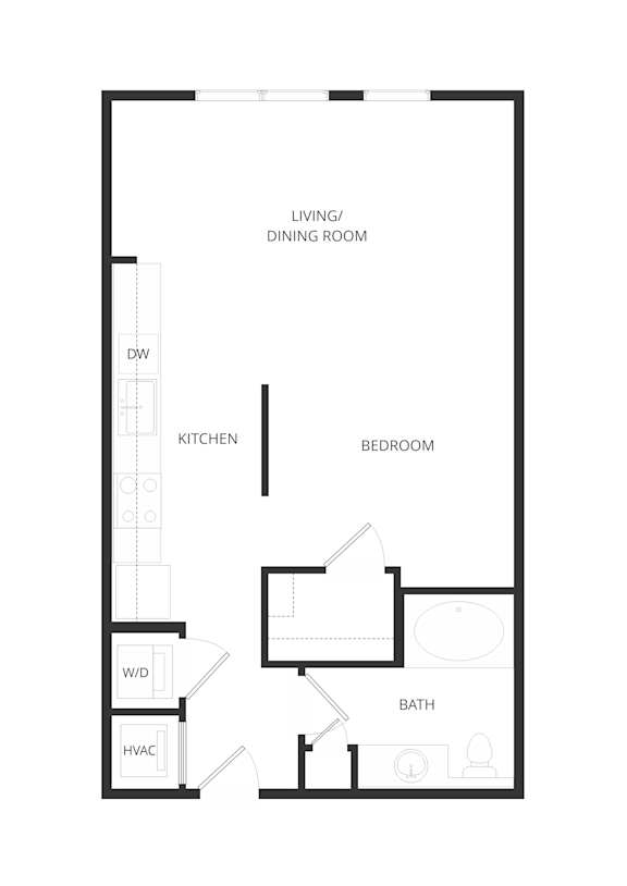 a floor plan of a 1 bedroom floor plan