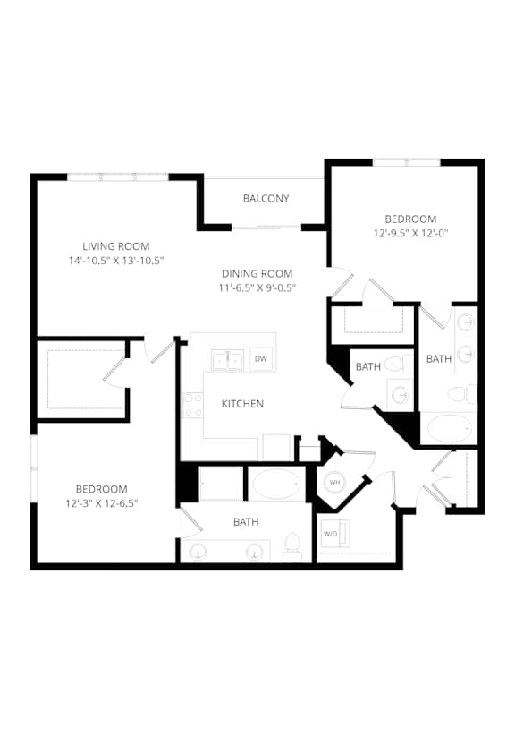 A black and white image of a house floor plan.