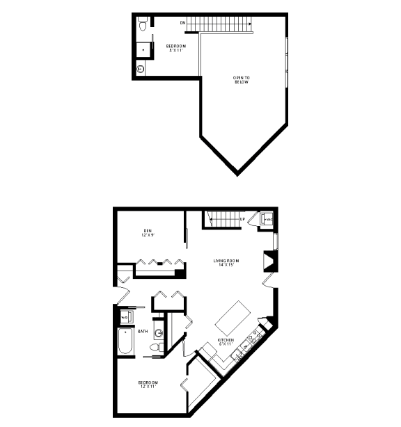 Floor Plan  C11 Penthouse Loft 2x1.5 with Den