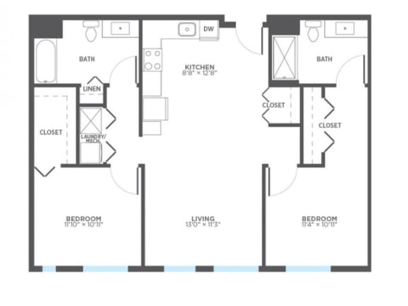 GROOVE 2 Bedroom 2 Bath Floor Plan at Stitchweld, Wisconsin