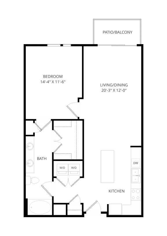 a floor plan of an open floor plan with a bedroom and a living room