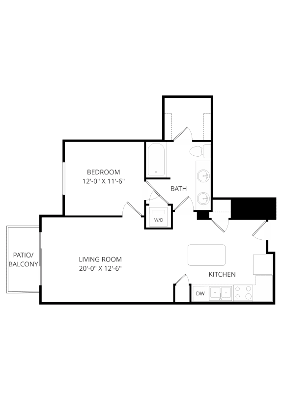 a floor plan of a house with a bedroom and a living room