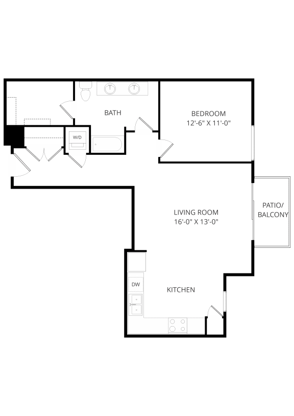 a floor plan of a house with a bedroom and a living room