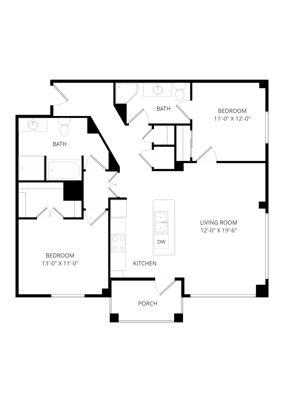 a floor plan of a home with an open floor plan with bedrooms and a living
