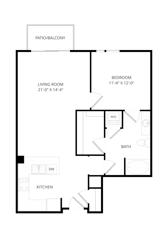 a floor plan of a house with a bedroom and a living room