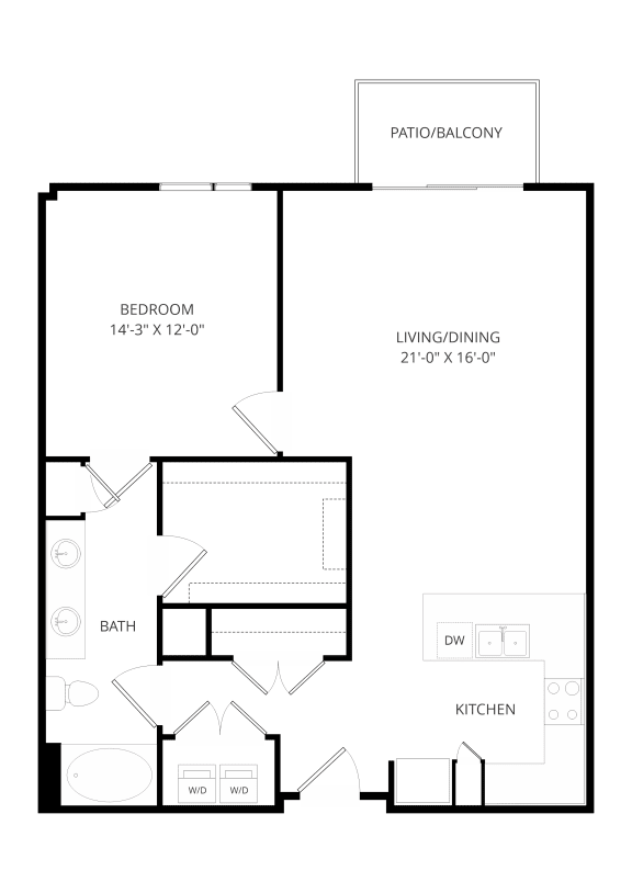 a floor plan of a house with an open floor plan with a bedroom and a