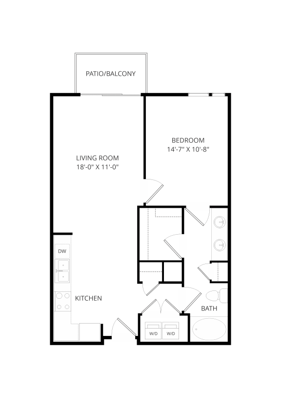 a floor plan of a house with a bedroom and a living room