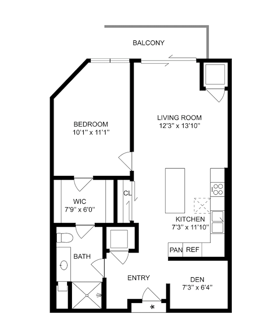 Floor Plan  A black and white image of a floor plan for a two-story home.