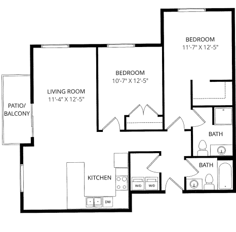A black and white image of a house floor plan.