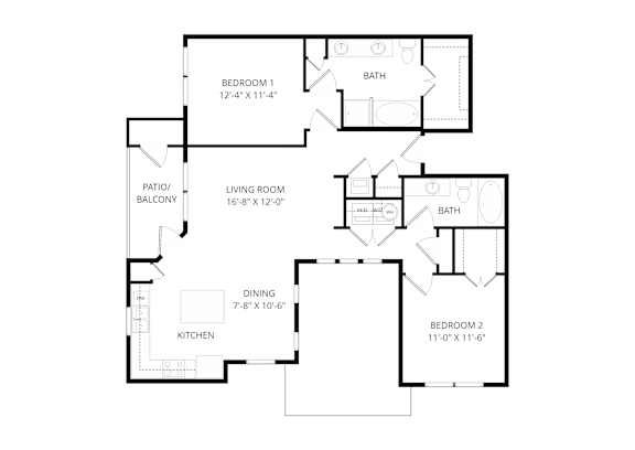A black and white image of a floor plan for a house.