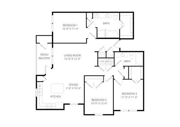 A black and white image of a floor plan for a house.