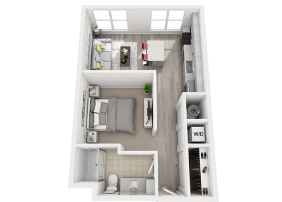 a floor plan of a 1 bedroom apartment with a bathroom and a balcony