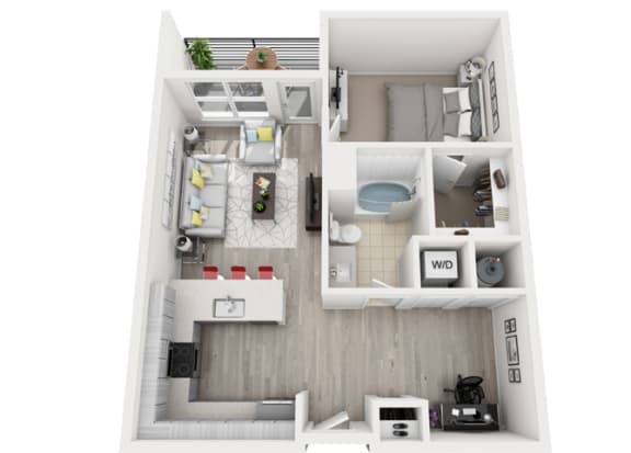 a floor plan of a 1 bedroom apartment at the crossings at white marsh apartments in white marsh