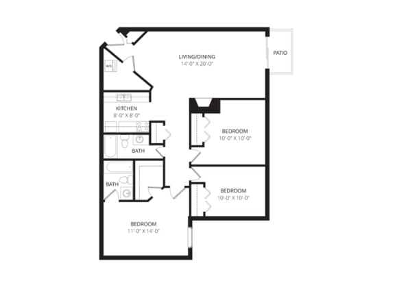 a floor plan of a bedroom apartment