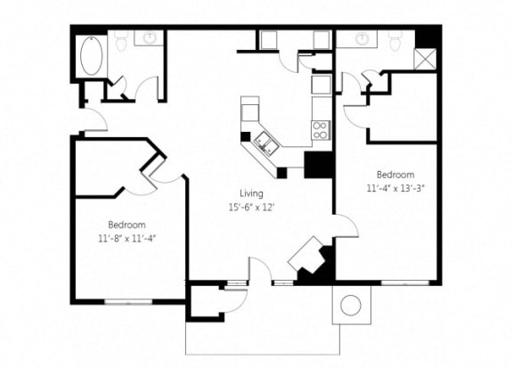 a floor plan of a home with a bedroom and a living room
