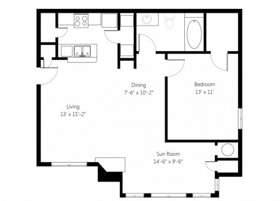 a small house with a small kitchen and a small living room