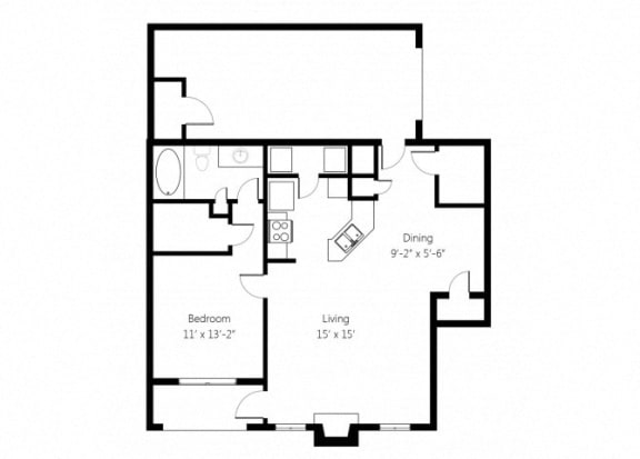 a floor plan of a home with a bedroom and a living room