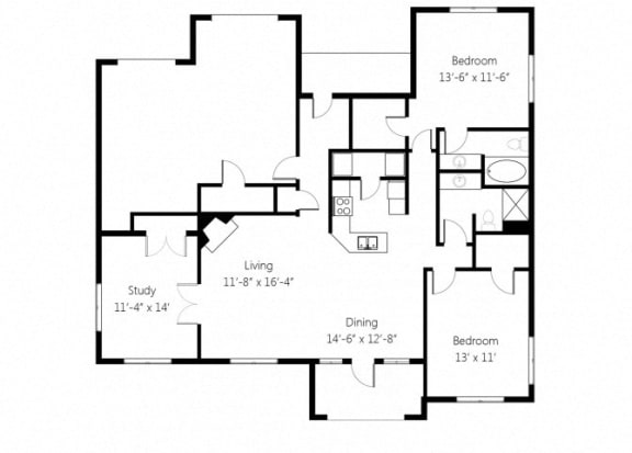 a floor plan of a home with two bedrooms and two bathrooms