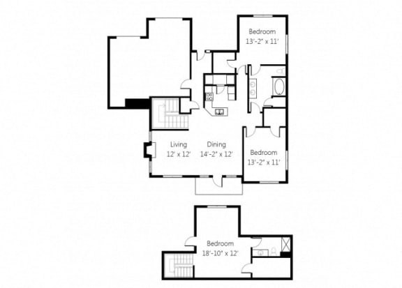a floor plan of a home with two bedrooms and two bathrooms