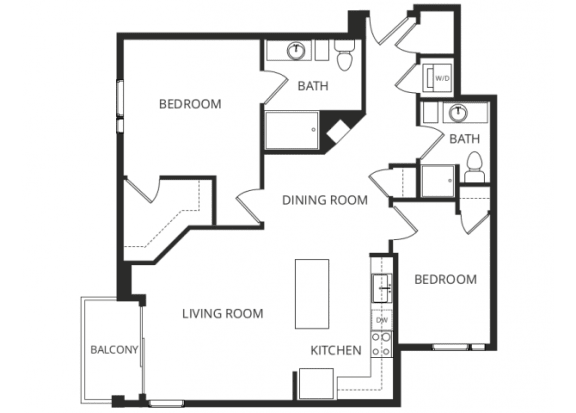 a floor plan of a two bedroom apartment
