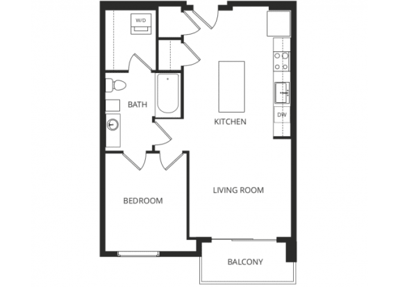 a floor plan of a 1 bedroom apartment