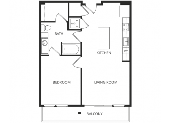 a floor plan of a 1 bedroom apartment