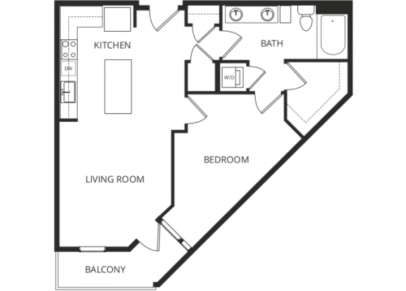 a floor plan of a 1 bedroom apartment
