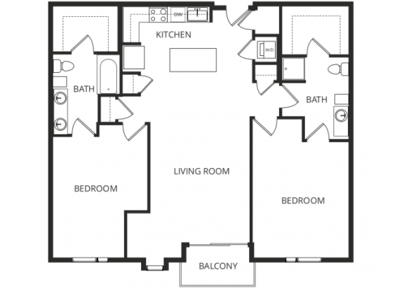 a floor plan of a home with two bedrooms and two bathrooms