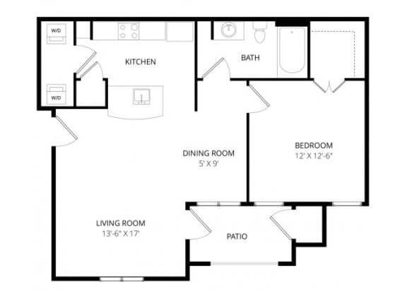 a floor plan of a home with a small kitchen and a living room