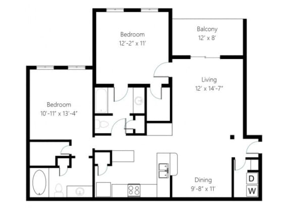 a floor plan of a bedroom apartment