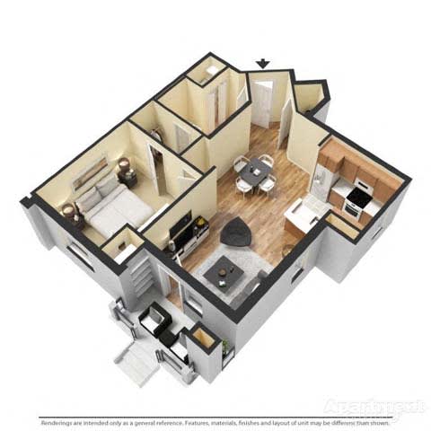 a 3d rendering of a floor plan of a home