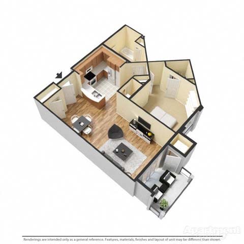 a floor plan with a bedroom and a living room