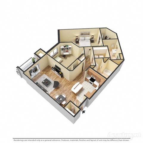 a floor plan with a bedroom and a living room