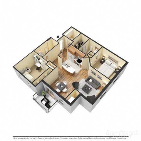 a floor plan of a small apartment with a bedroom and a living room