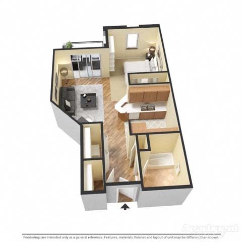 3d floor plan for a small apartment