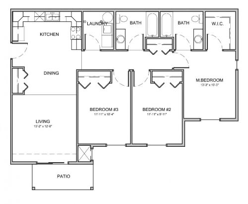 Floor Plan  3x2 B