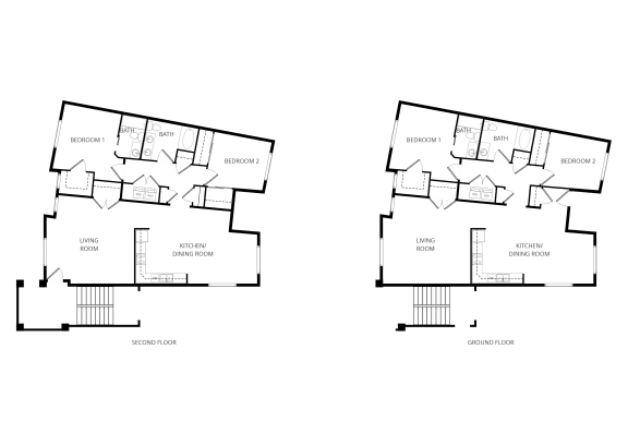 two floor plans of a house with different floor plans