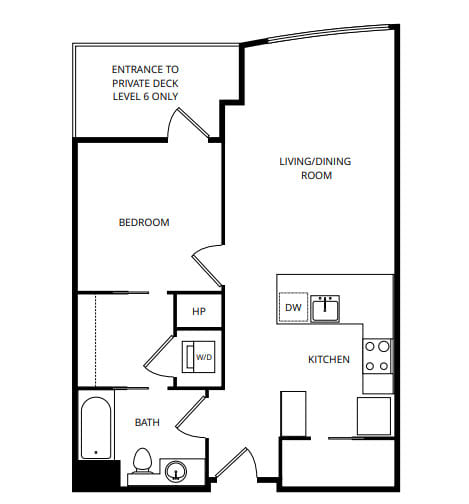 a floor plan of a 1 bedroom floor plan
