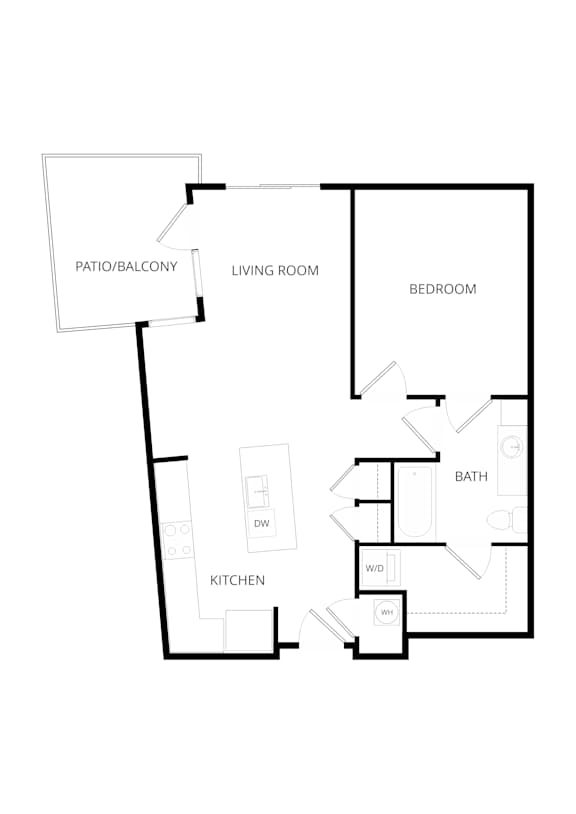 a floor plan of an apartment with a bedroom and a living room