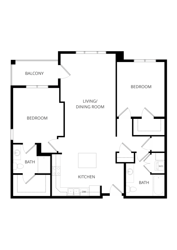 a floor plan of a house with bedrooms and a living room