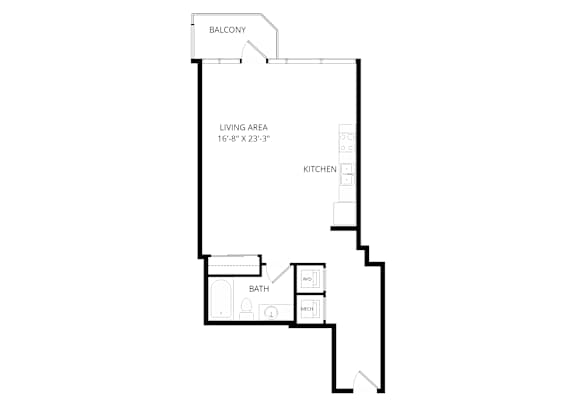 a floor plan of a 1 bedroom floor plan