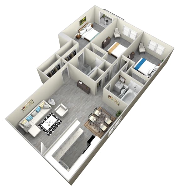 3 Bed and 2 bath apartment 987 Sq.Ft. at Bella Park Apartments Rialto, CA 92376