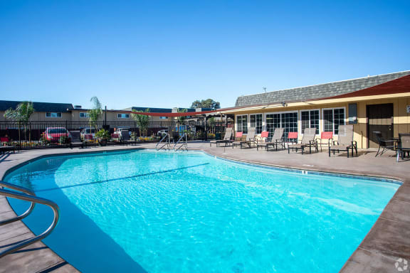 Blue Cool Swimming Pool at Dover Park Apartments, Fairfield, CA