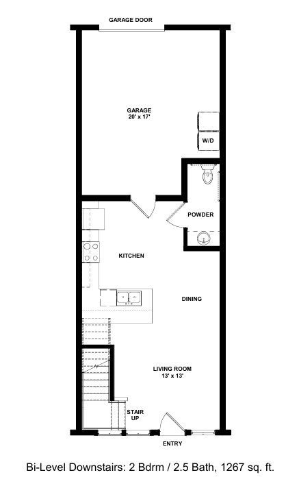 A floor plan of a two bedroom, two bath condo.